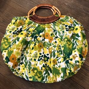 Floral Purse with Wicker Handle, NWOT
